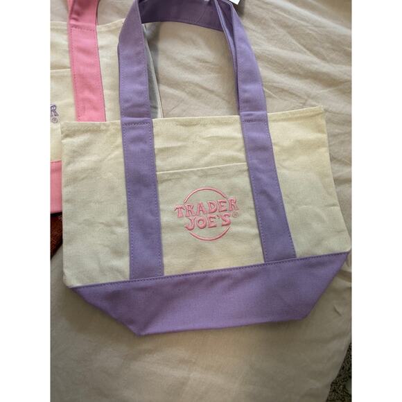 Complete Set of 4 Trader Joe's Pastel Canvas Mini Totes – NWT - Picture 4 of 7